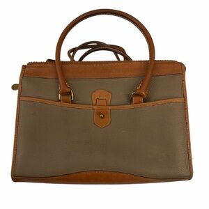 Vintage Dooney & Bourke All Weather Leather Purse Saddle Brown Pebbled Beige